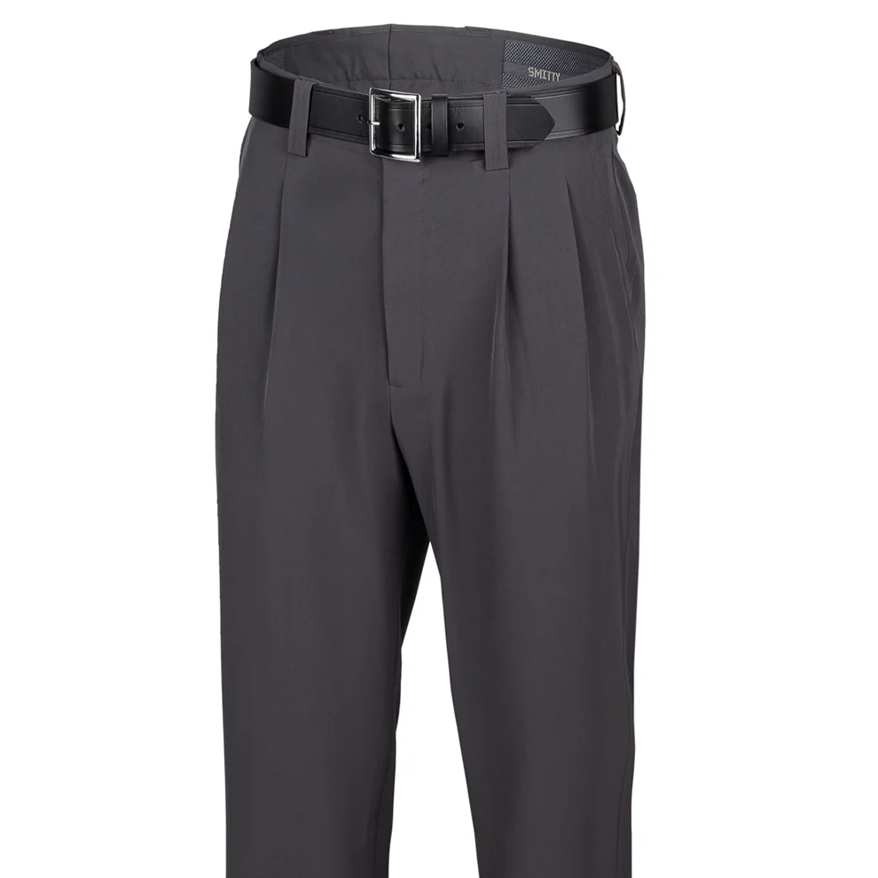 Charcoal 4-Way Stretch Pleated Pants with Expander Waistband