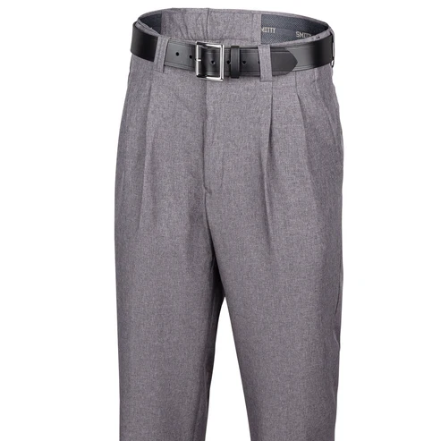 Heather Grey Poly Pleated Pants with Expander Waistband