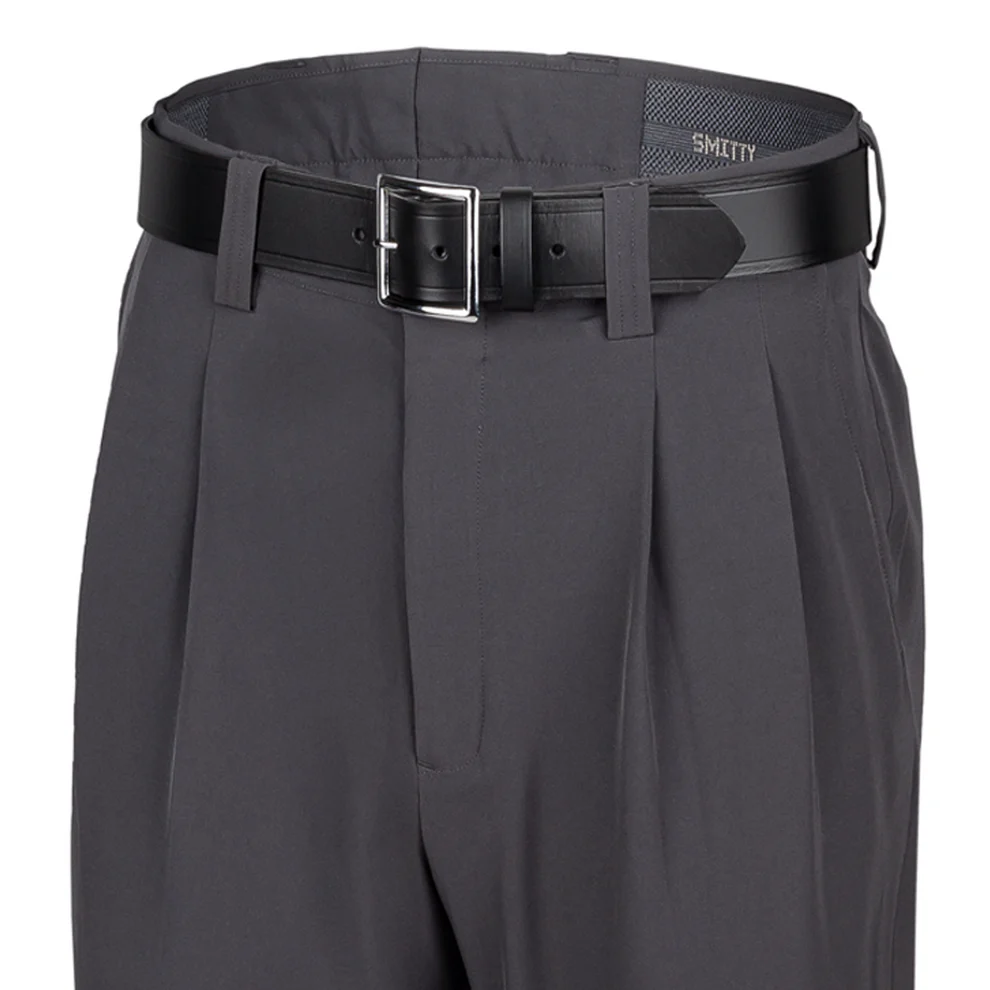 Charcoal 4-Way Stretch Pleated Pants with Standard Waistband